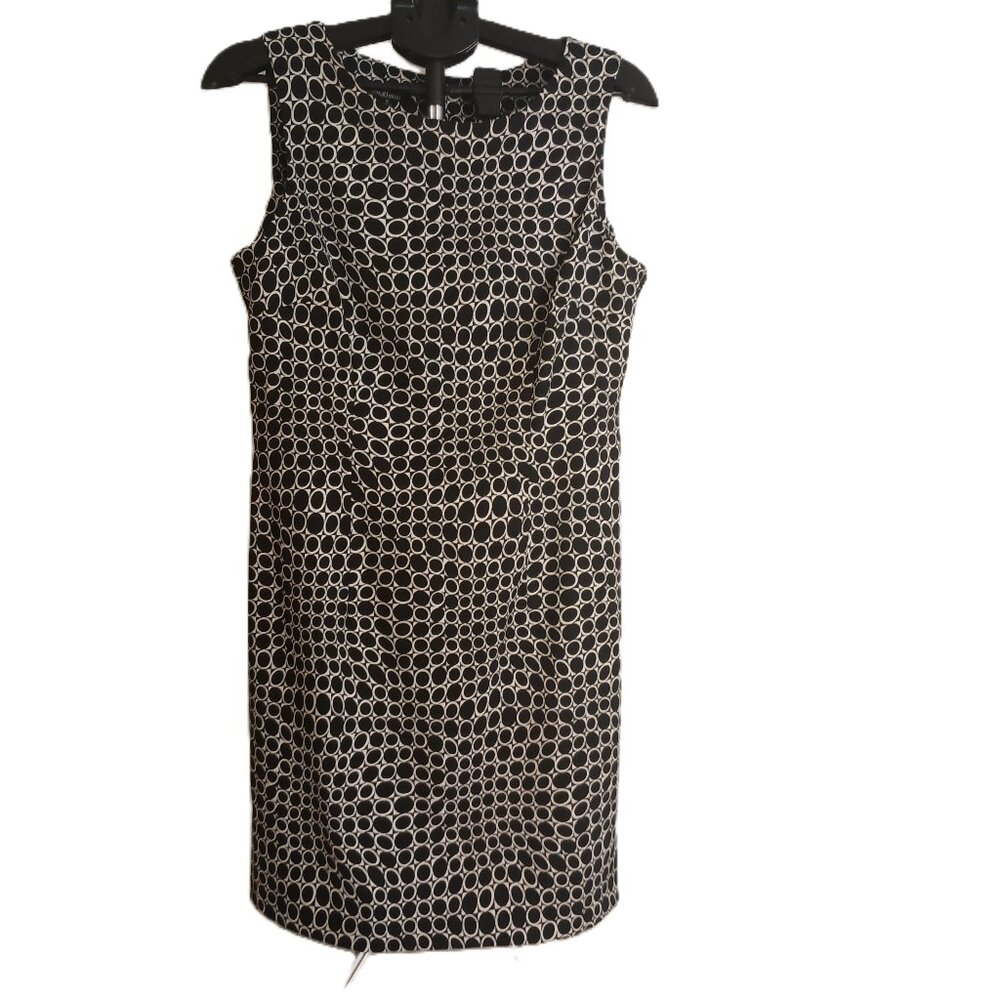 AGB Sheath Dress Black/White Circle Print Sleeveless Classic Women’s Size 12